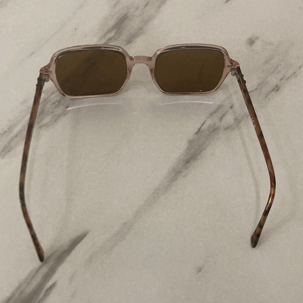 Brown Square Sunglasses with Light Pink Frame - Picture 9 of 16